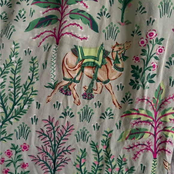 Printfresh Eco Satin Wildest Dreams Pants in Camel's Courtyard Avocado Green - Picture 6 of 10